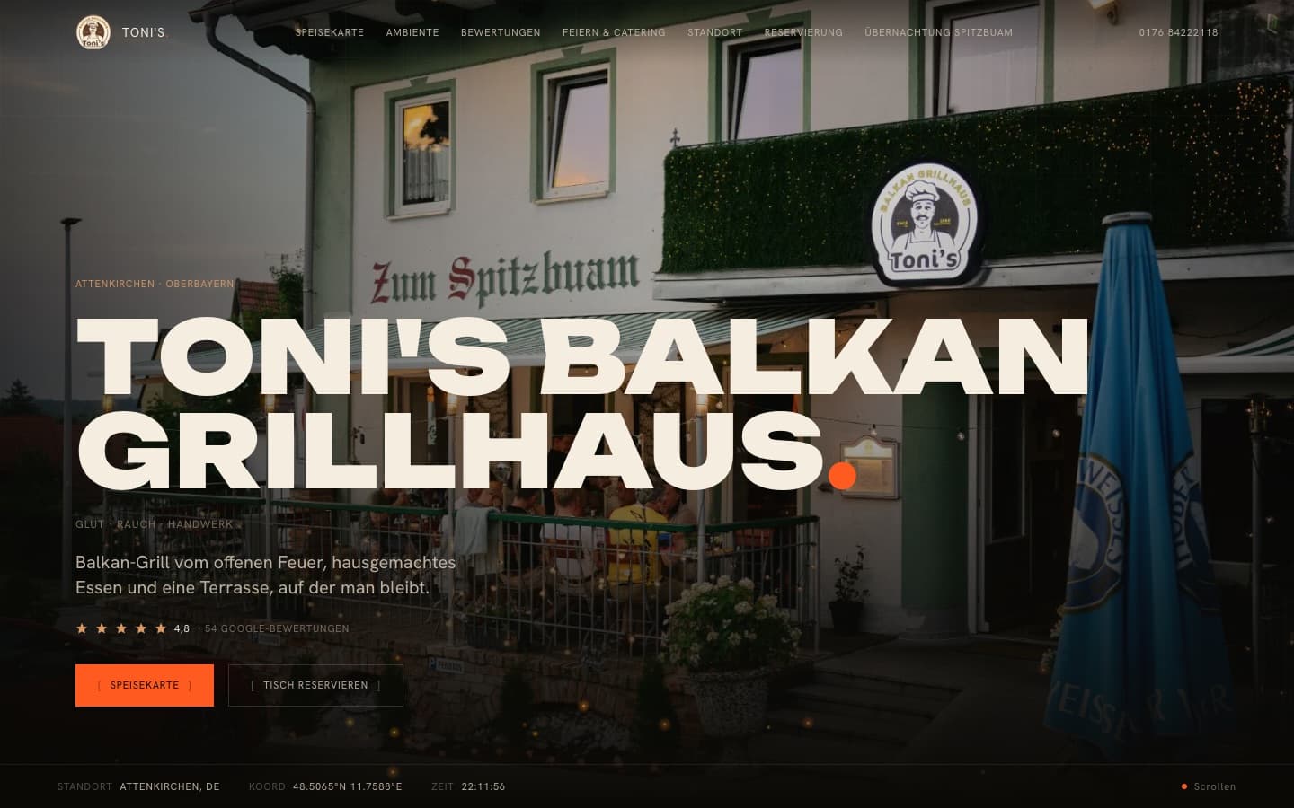 Website von Toni's Balkan Grillhaus, Restaurant, Attenkirchen